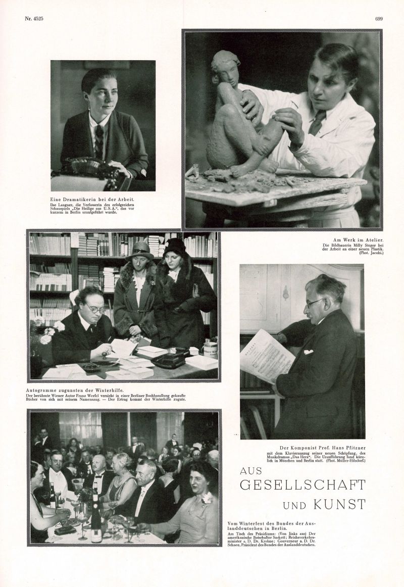 Milly Steger im Atelier (oben rechts), 1931